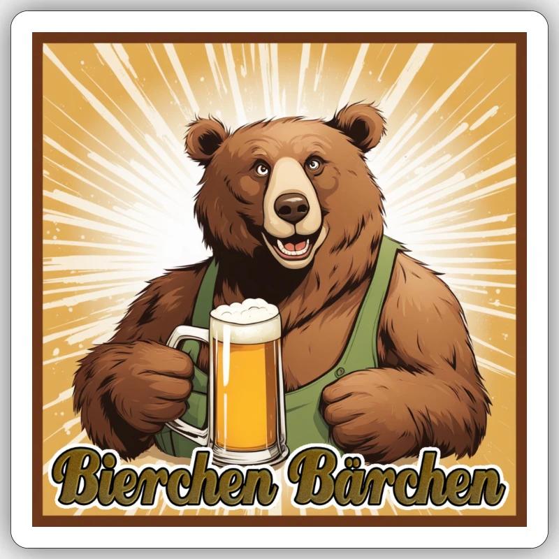 Bierchen Bärchen - Sticker Größe S (10 x 10 cm) - Mattweiß