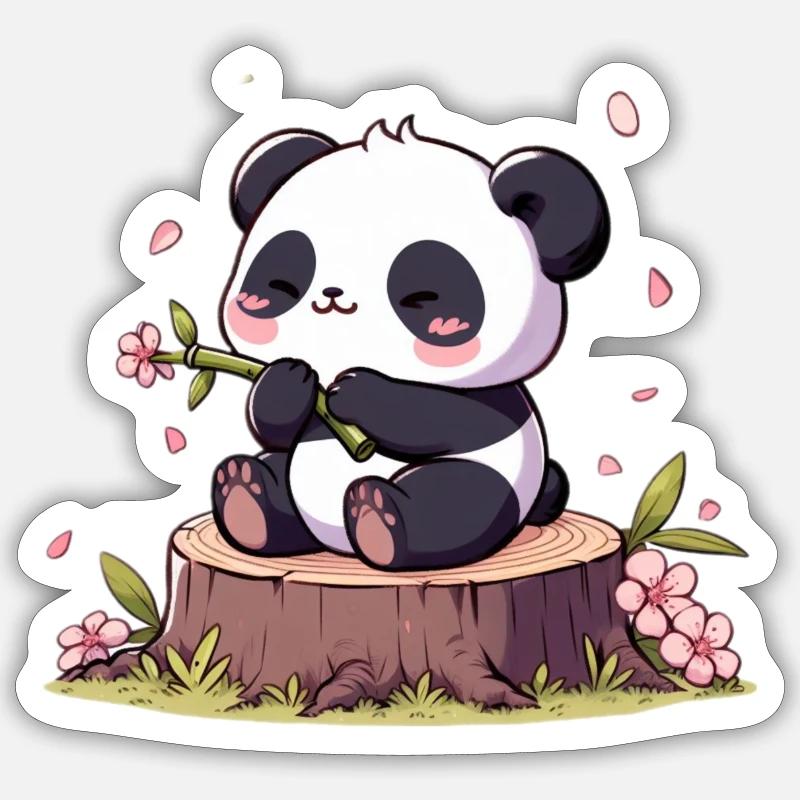 Panda auf Baumstumpf Sticker Größe S (10 x 10 cm)
