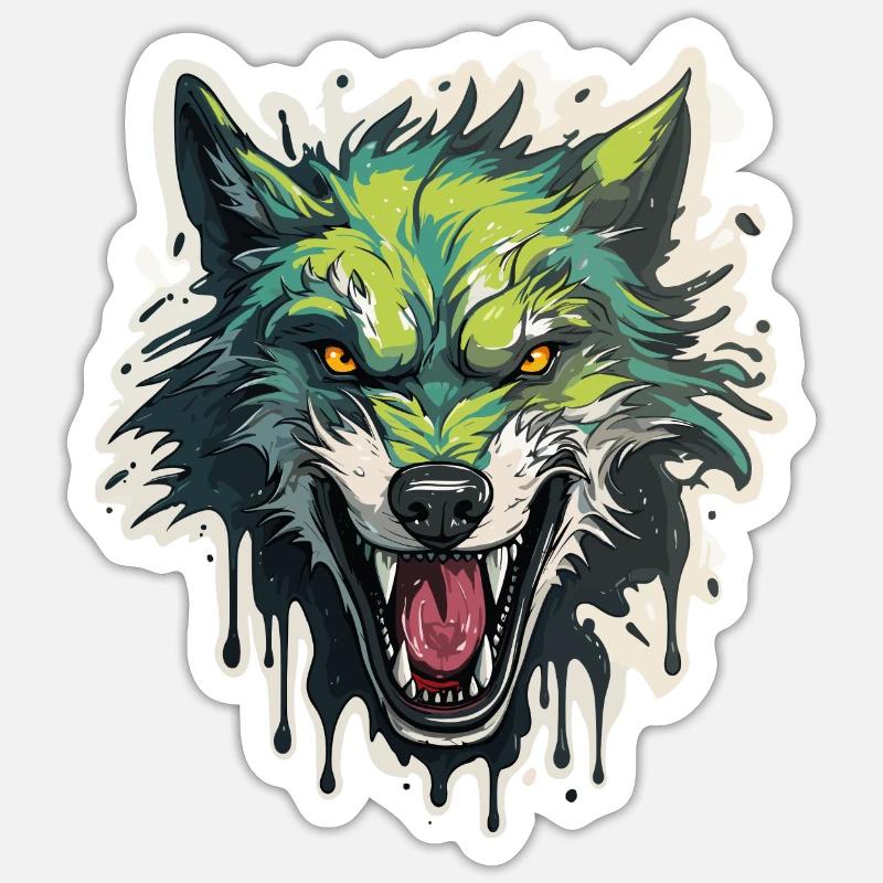 Wolf - Illustration - Sticker Größe S (10 x 10 cm) - Mattweiß