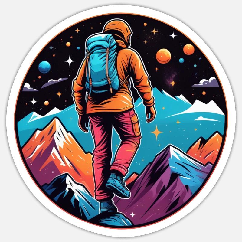 Climbing - Moon - Space - Sticker size S (10 x 10 cm) - white matte