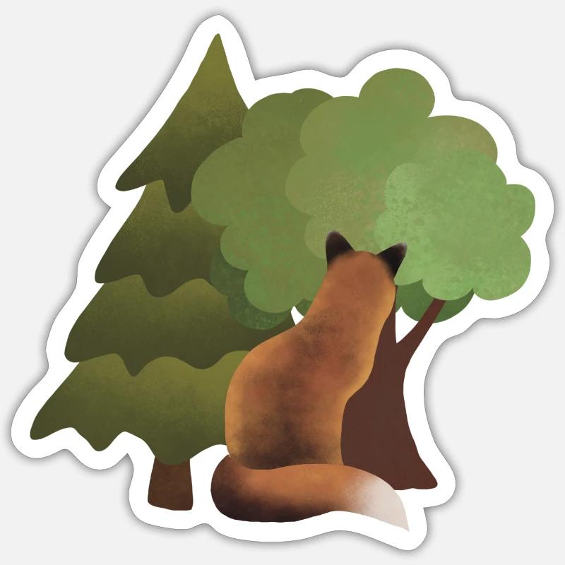 Fuchs Bäume Sticker Größe S (10 x 10 cm)