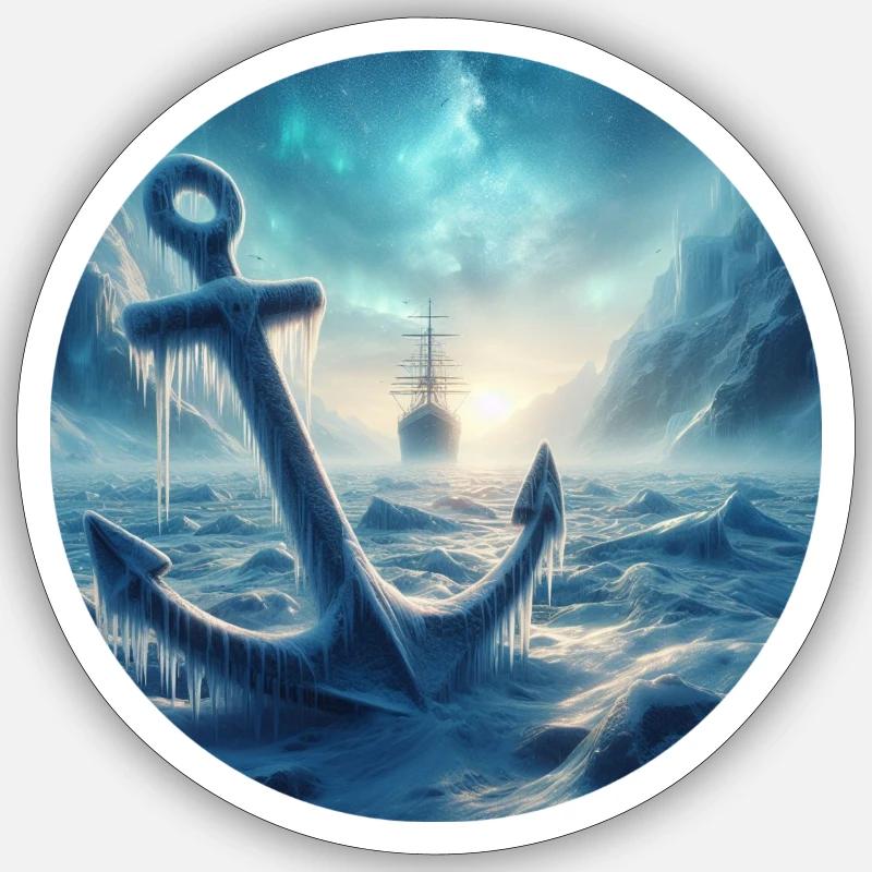 Anker und Schiff Eis Landschaft Sticker Größe S (10 x 10 cm)