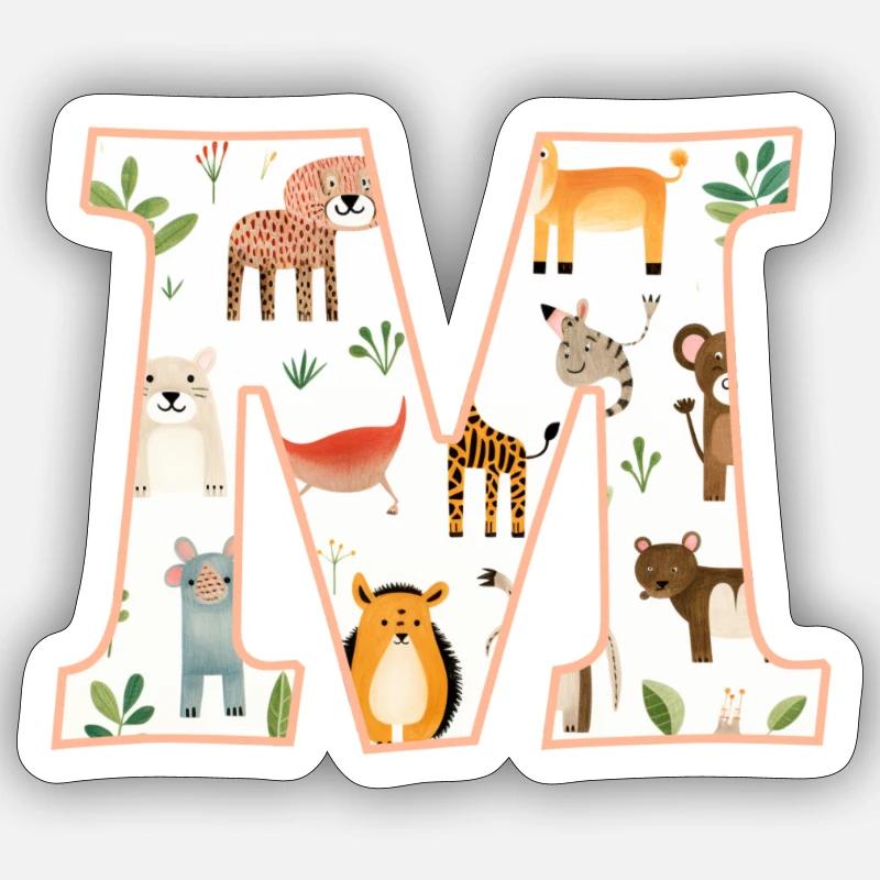Letter M, Monogram, Animal Pattern Sticker size S (10 x 10 cm)