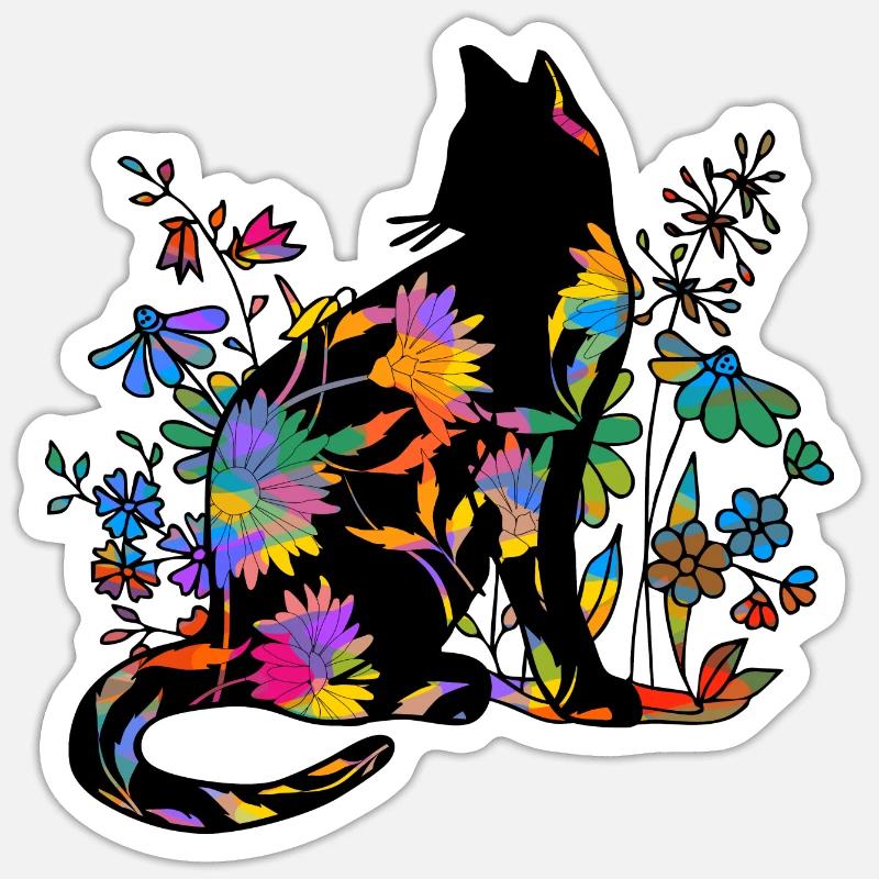 Chat - Sticker taille S (10 x 10 cm) - blanc mat