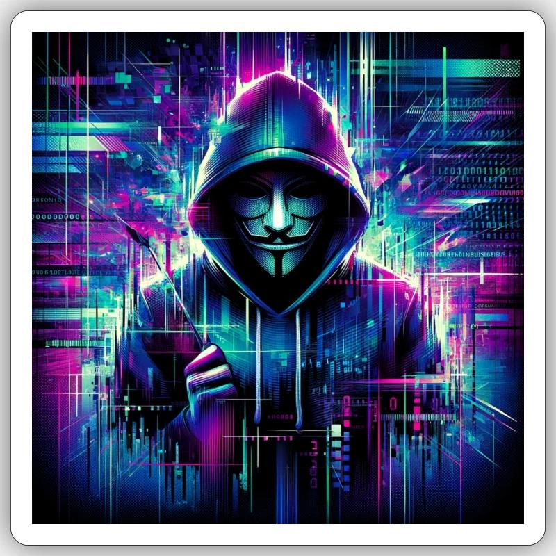 Cyber-Hacker im Glitch-Stil Sticker Größe S (10 x 10 cm)