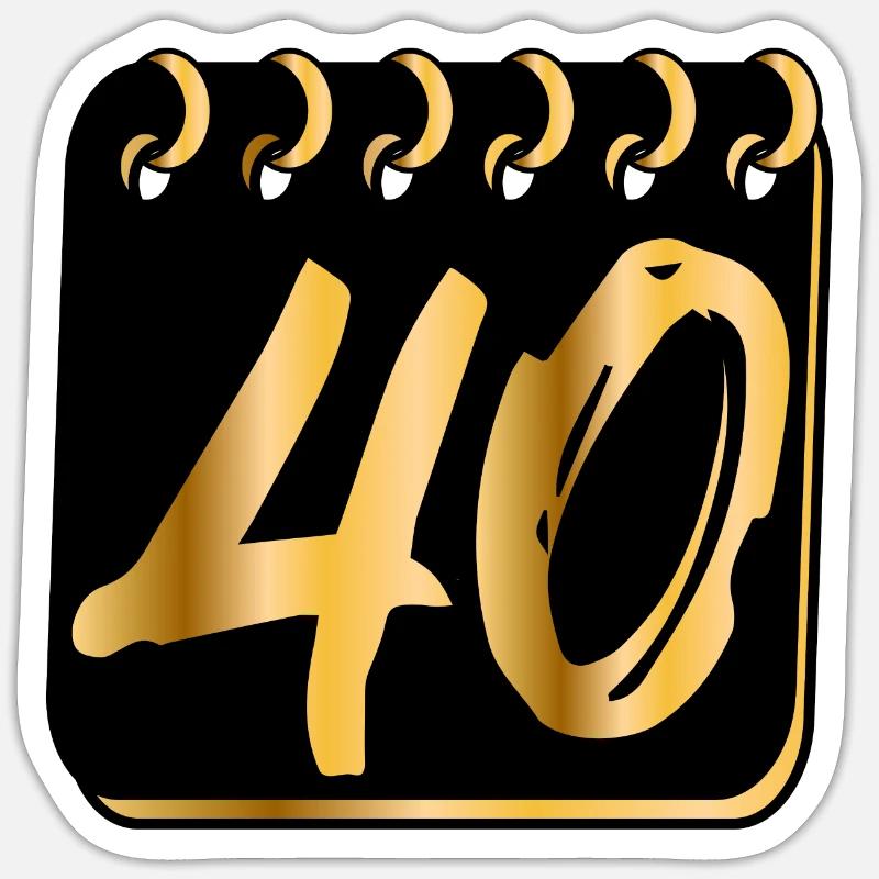 ZAHL 40 - Vierzig - 40. Geburtstag - Sticker Größe S (10 x 10 cm) - Mattweiß