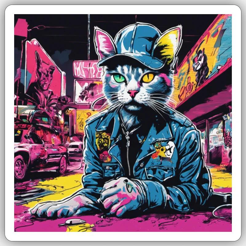 Chat souterrain Sticker taille S (10 x 10 cm)