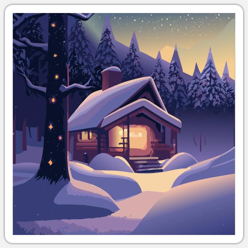 Cabane dans les bois Sticker taille S (10 x 10 cm)