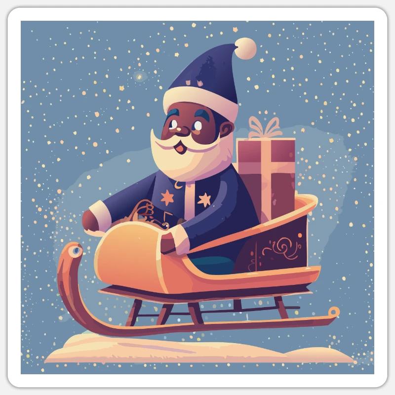 Santa‘s Schlitten - Sticker Größe S (10 x 10 cm) - Mattweiß