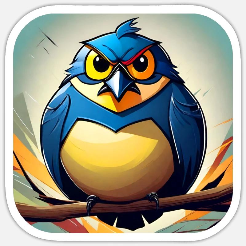 Dicker kleiner Vogel - Sticker Größe S (10 x 10 cm) - Mattweiß