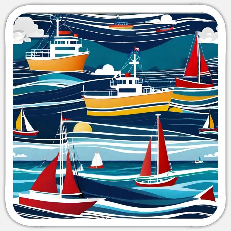 Boote und Schiffe - Sticker Größe S (10 x 10 cm) - Mattweiß