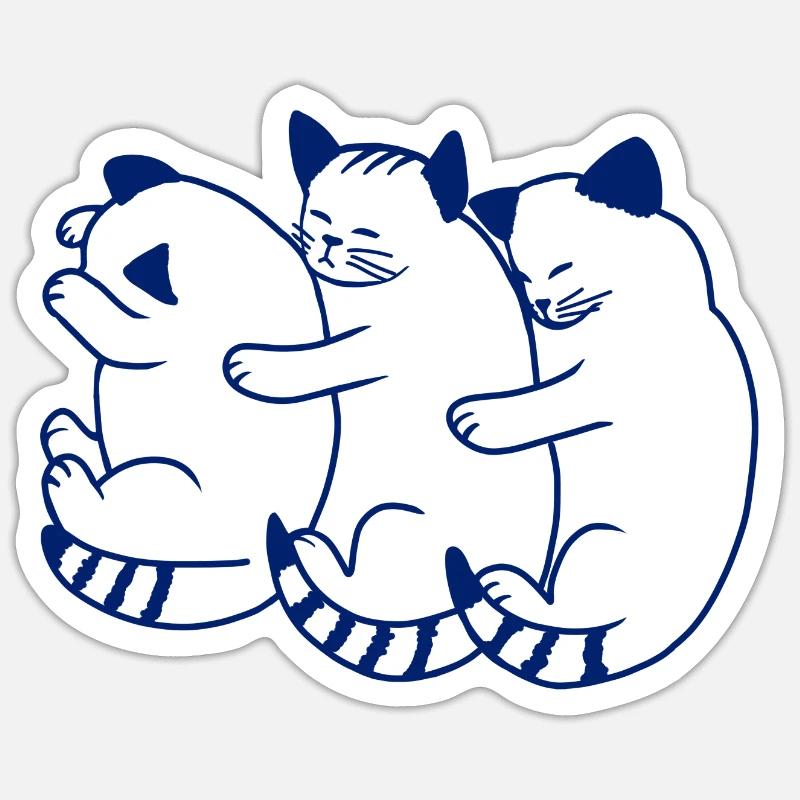 Three Blue Kittens - Sticker size S (10 x 10 cm) - white matte