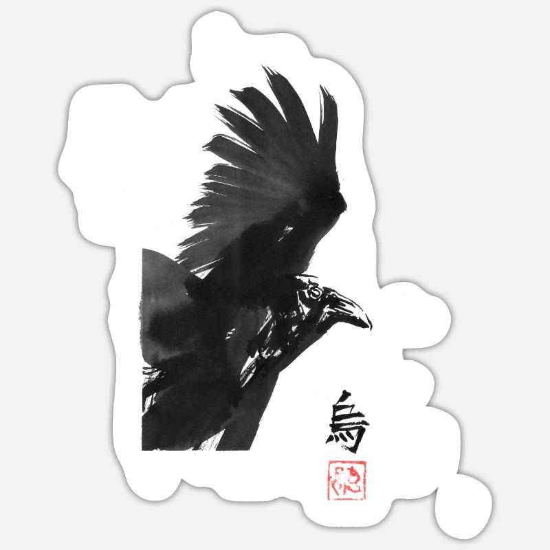 crow square - Sticker taille S (10 x 10 cm) - blanc mat