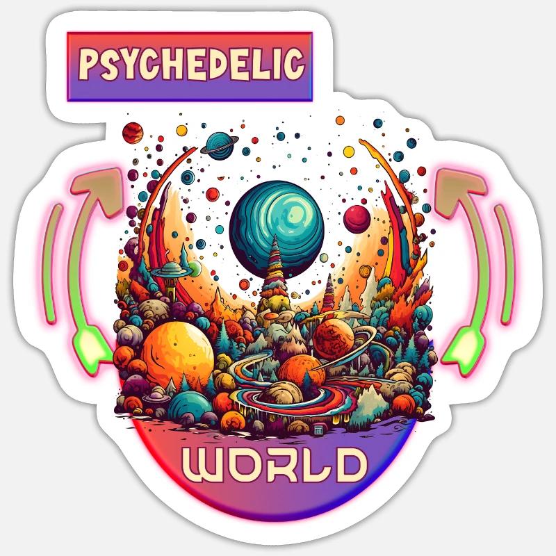 Psychedelic World Trance Rave Techno Dance - Sticker size S (10 x 10 cm) - white matte
