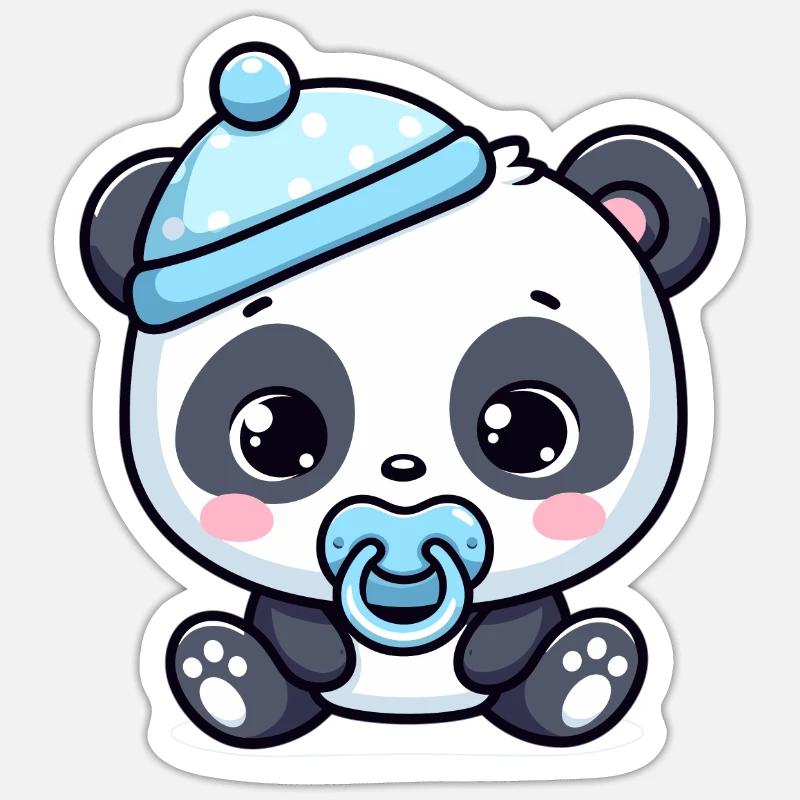 Bébé panda - Sticker taille S (10 x 10 cm) - blanc mat