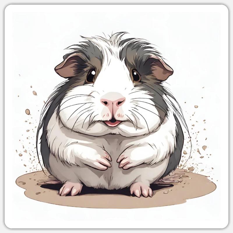 Meerschweinchen sitzend - Sticker Größe S (10 x 10 cm) - Mattweiß
