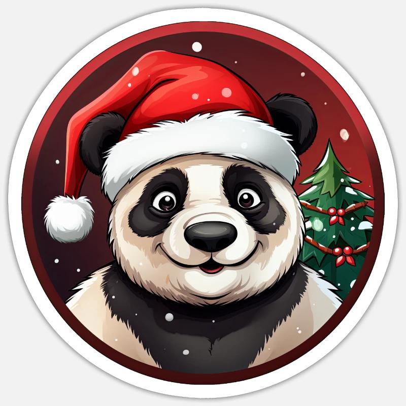 Panda jul - Sticker størrelse S (10 x 10 cm) - mat hvid