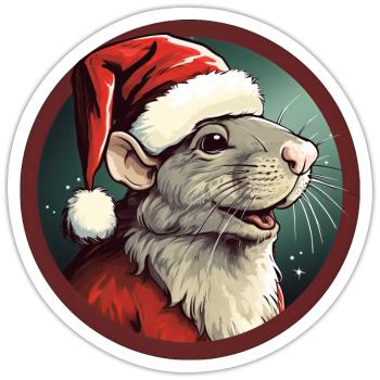 Ratte Weihnachten - Sticker Größe S (10 x 10 cm) - Mattweiß - Vorne