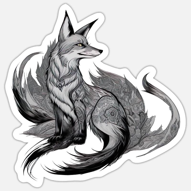Fox Mandala Drawing Complex Nature Wilderness Sticker size S (10 x 10 cm)