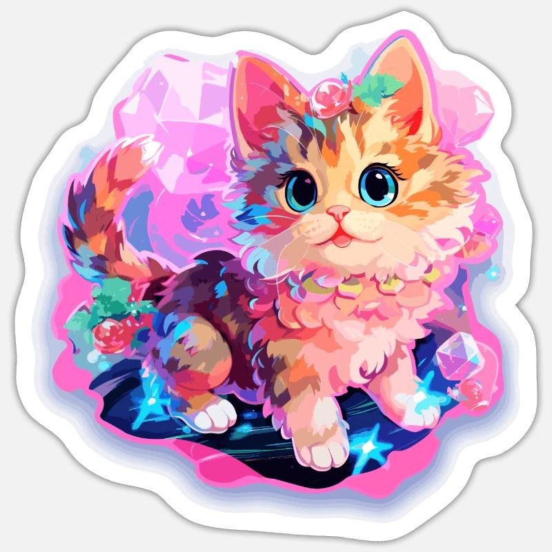 Katze - Illustration - Sticker Größe S (10 x 10 cm) - Mattweiß