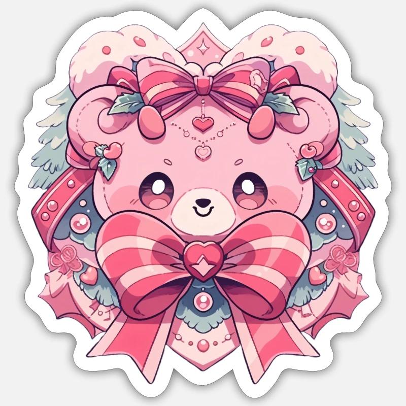 rosa teddy 2 - Sticker Größe S (10 x 10 cm) - Mattweiß