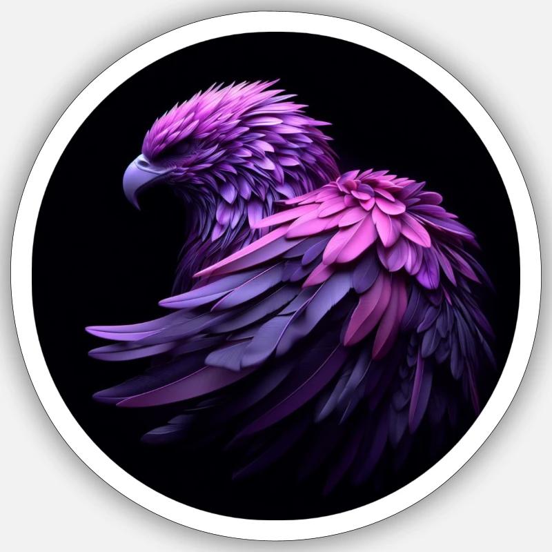 purple eagle against black background - Sticker size S (10 x 10 cm) - white matte