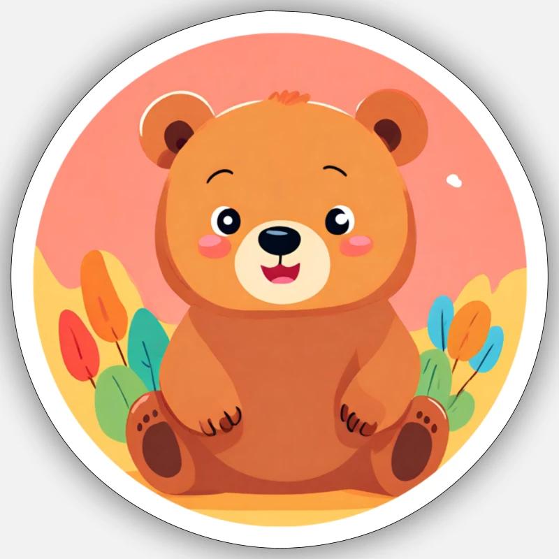 Sun Salutation Bear - Sticker size S (10 x 10 cm) - white matte