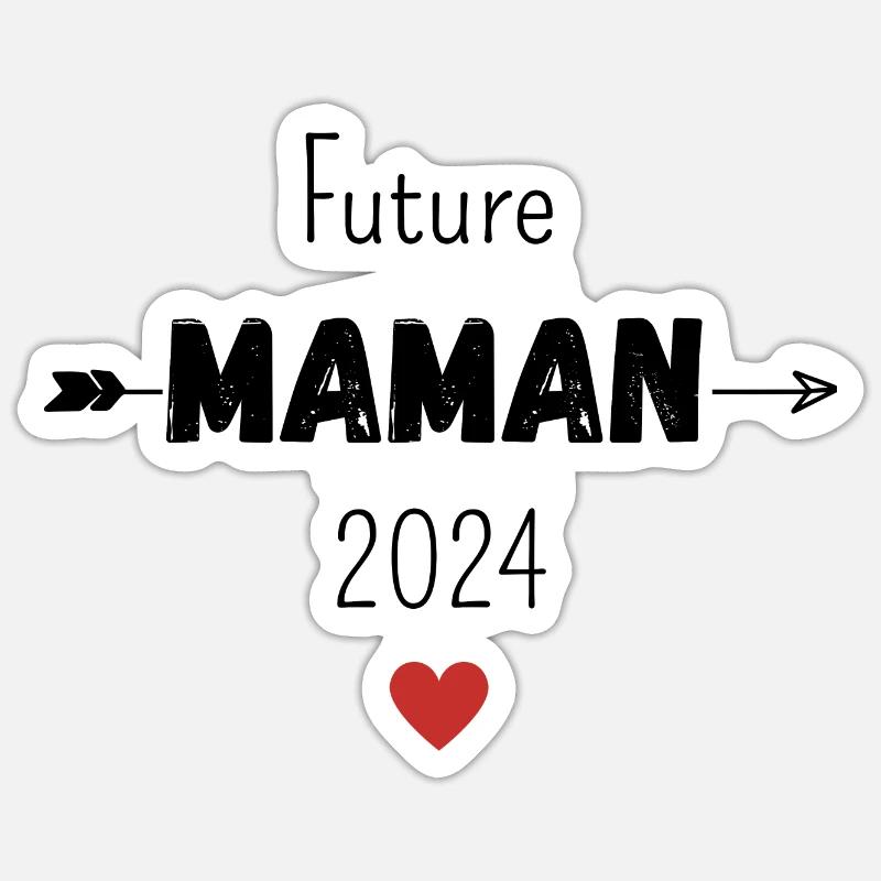 Future maman 2024 - Sticker taille S (10 x 10 cm) - blanc mat