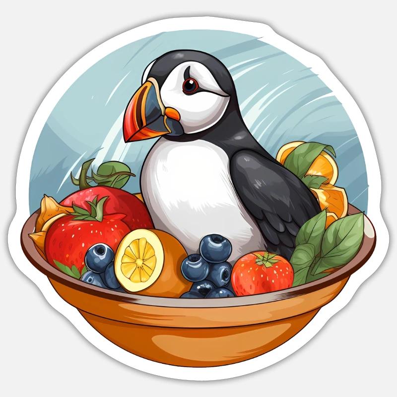 Papageientaucher - Sticker Größe S (10 x 10 cm) - Mattweiß