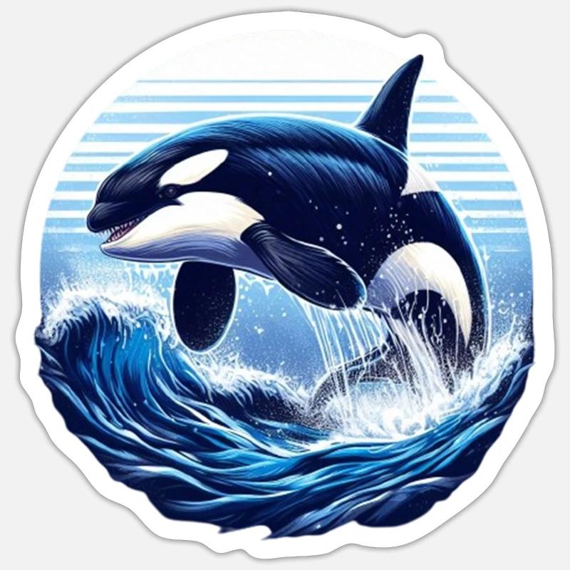 Blauer Orca - Sticker Größe S (10 x 10 cm) - Mattweiß