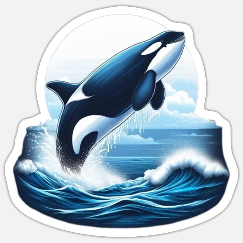Blauer Orca - Sticker Größe S (10 x 10 cm) - Mattweiß