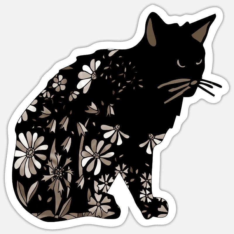Chat - Sticker taille S (10 x 10 cm) - blanc mat