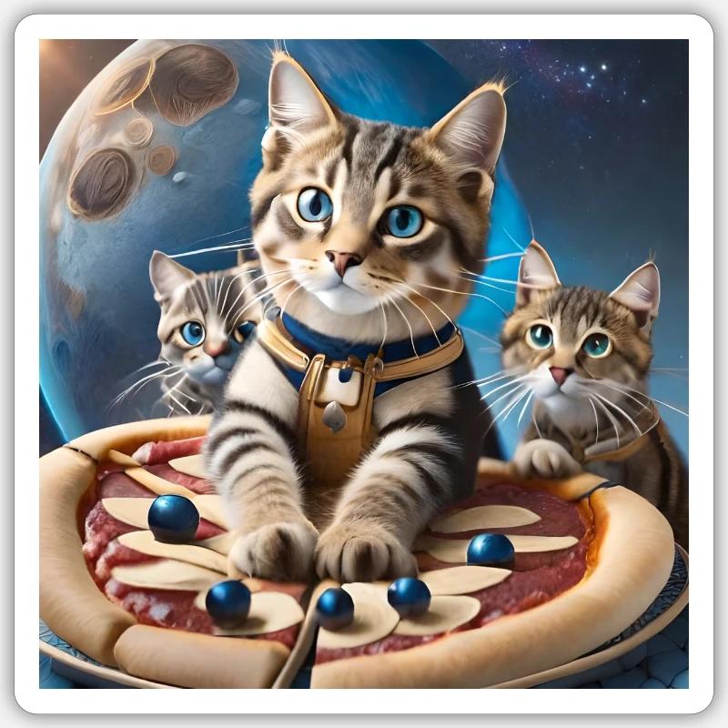 Galactic Catventure - Sticker Größe S (10 x 10 cm) - Mattweiß