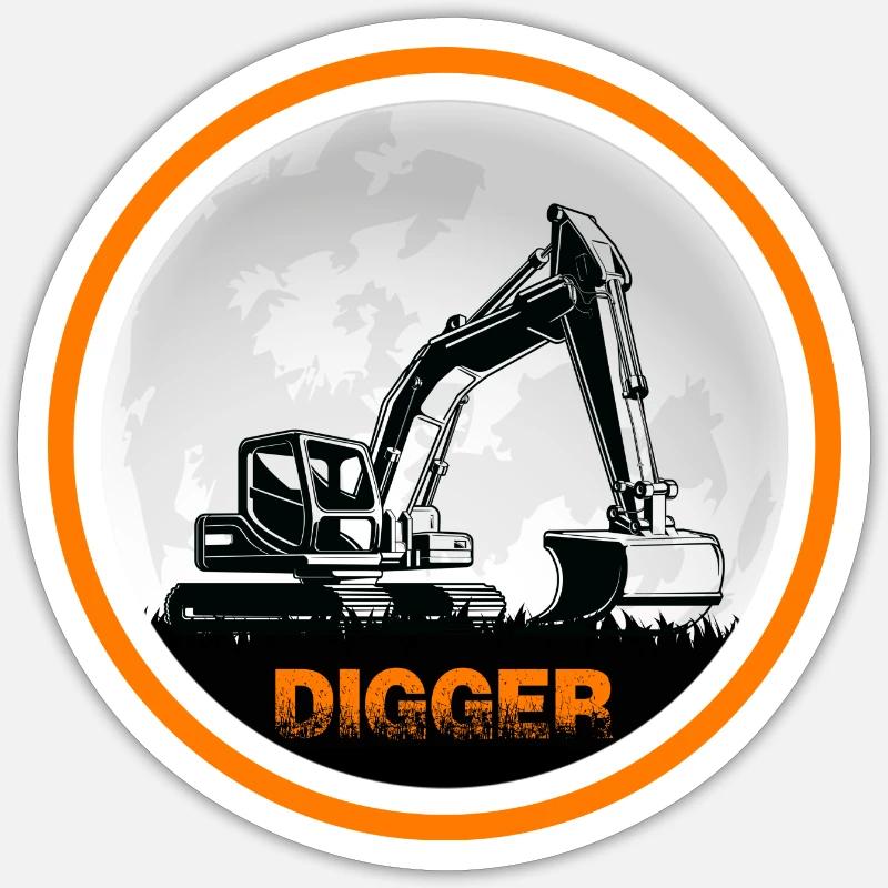 Baggerfahrer Bagger "Digger" Baggerschaufel - Sticker Größe S (10 x 10 cm) - Mattweiß