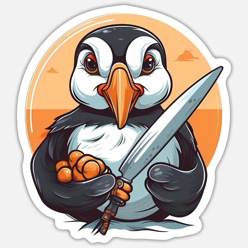 Macareux - Sticker taille S (10 x 10 cm) - blanc mat