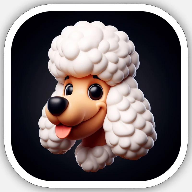 Comic Poodle Dog - Sticker size S (10 x 10 cm) - white matte