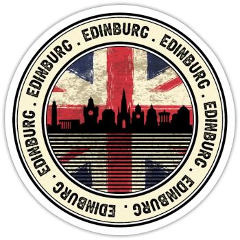 Edinburgh Skyline Union Abzeichen - Sticker Größe S (10 x 10 cm) - Mattweiß - Vorne