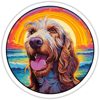 Spinone Italiano Race De Chien Coloré Cartoon Waterc - Sticker taille S (10 x 10 cm) - blanc mat - Devant