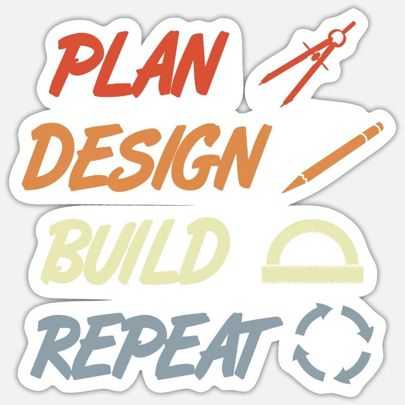 Architects schedule - Sticker size S (10 x 10 cm) - white matte