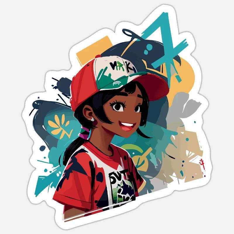 Graffiti Mädchen Sticker Größe S (10 x 10 cm)