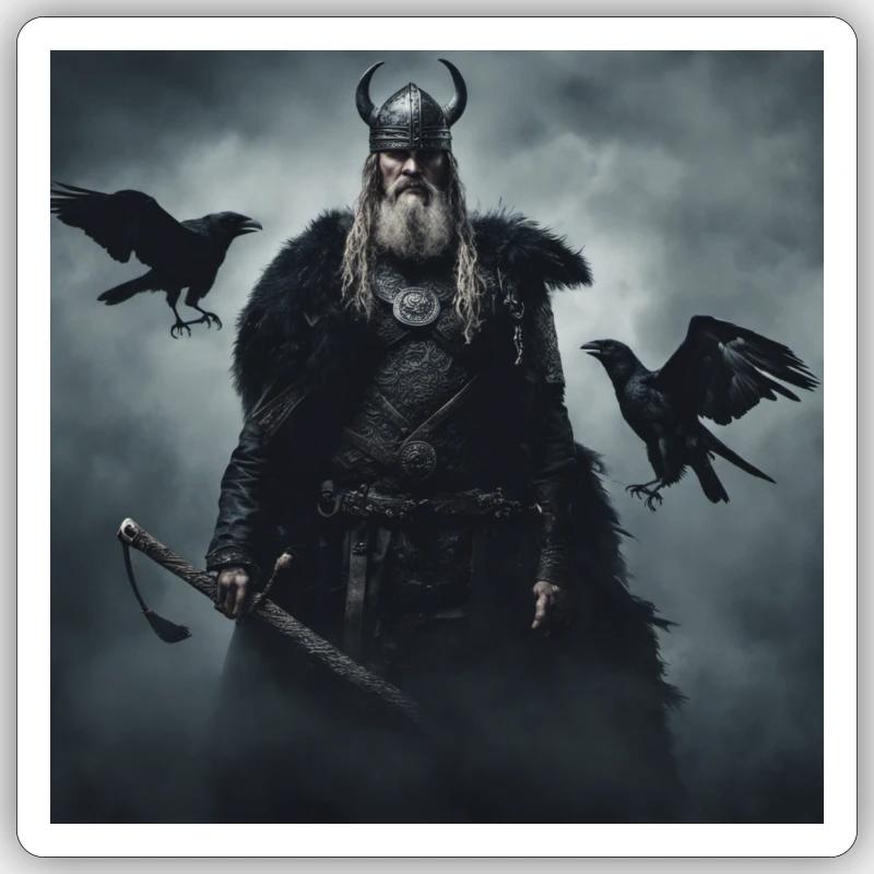 Corbeaux d’Odin Sticker taille S (10 x 10 cm)