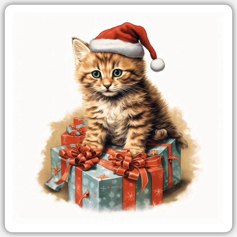 christmas kitten 3 - Sticker Größe S (10 x 10 cm) - Mattweiß
