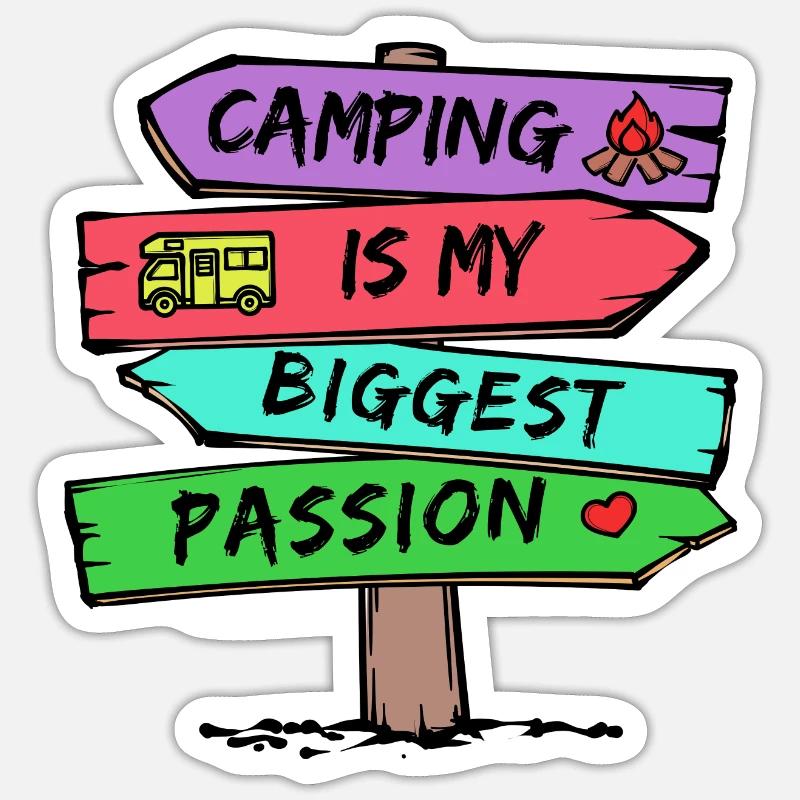 Camping Statement Wohnwagen Camper Urlaub Wanderer - Sticker Größe S (10 x 10 cm) - Mattweiß