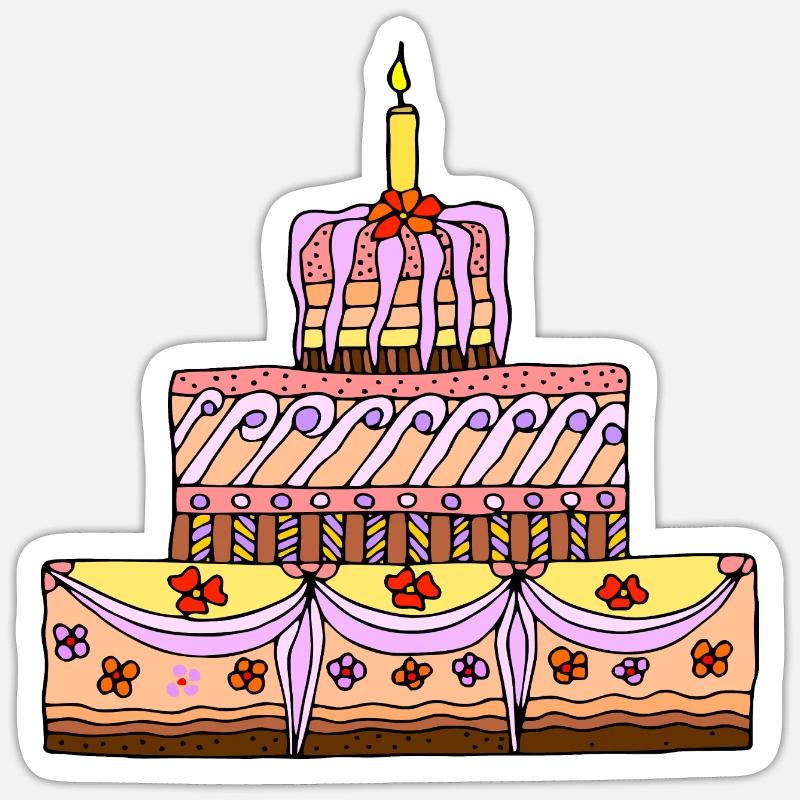 Kuchen - Sticker Größe S (10 x 10 cm) - Mattweiß