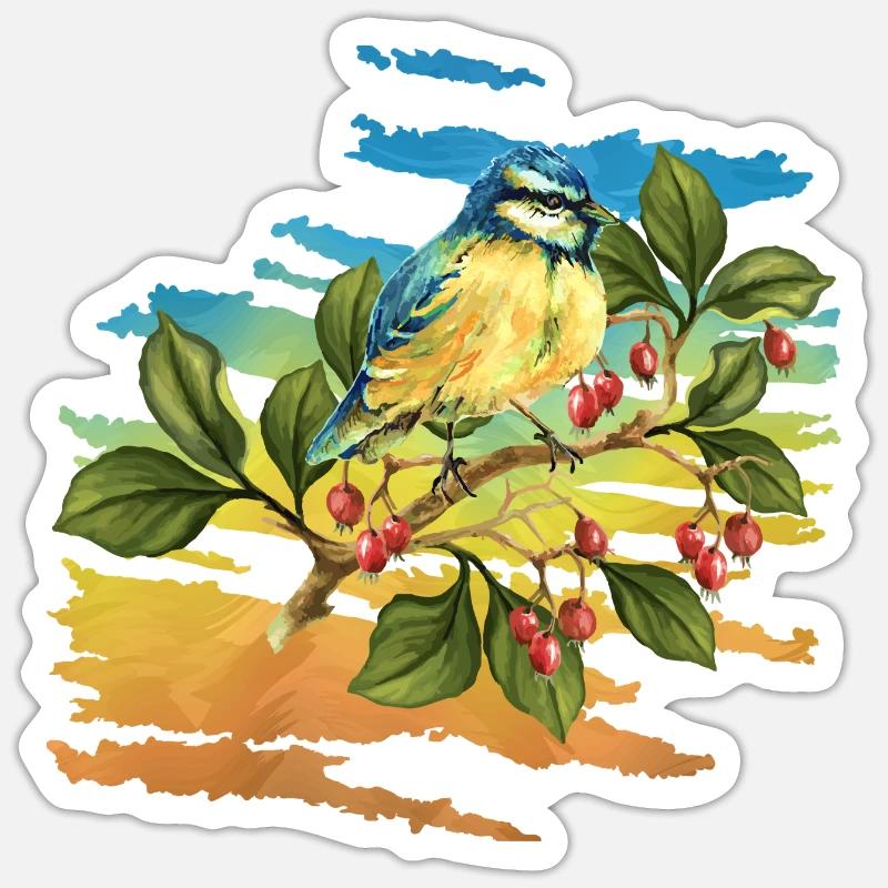 Bunter Vogel - Sticker Größe S (10 x 10 cm) - Mattweiß