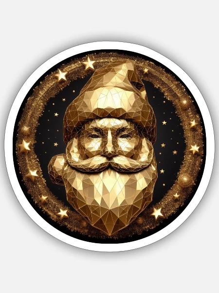 Weihnachtsmann Gold Kopf - Sticker Größe S (10 x 10 cm) - Mattweiß