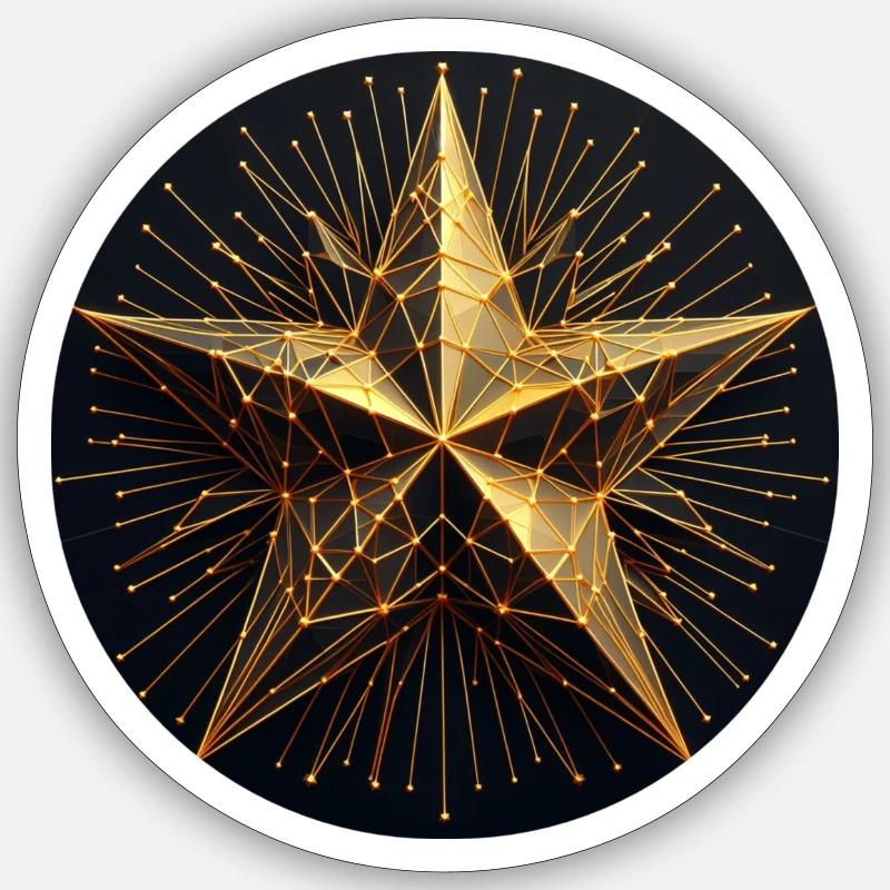 Étoile polygonale dorée Sticker taille S (10 x 10 cm)