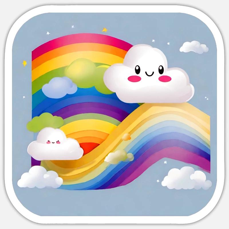 Cute clouds with rainbow - Sticker size S (10 x 10 cm) - white matte