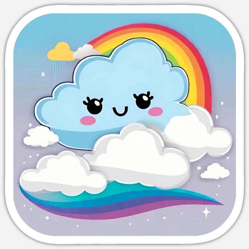 Cute cloud with rainbow Sticker size S (10 x 10 cm)