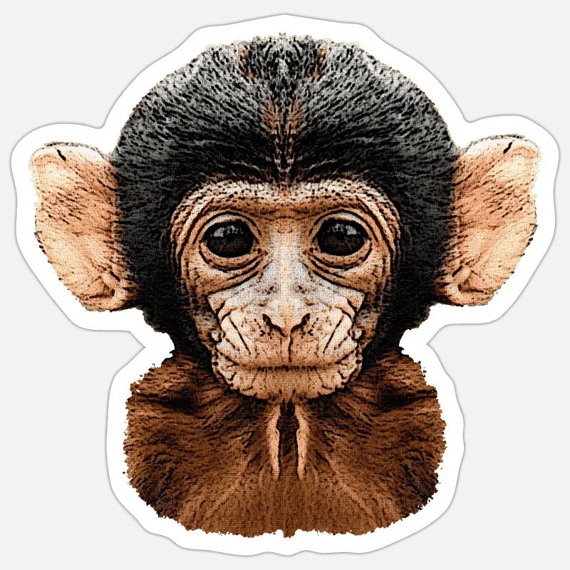 affenkopf, äffchen - Sticker Größe S (10 x 10 cm) - Mattweiß